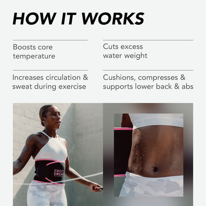 Sweet Sweat Waist Trimmer, by Sports Research - Get More From Your Workout - Sweat Band Increases Stomach Temp to Cut Water Weight - Gym Waist Trainer Belt for Women & Men - Faja para Hacer Ejercicios