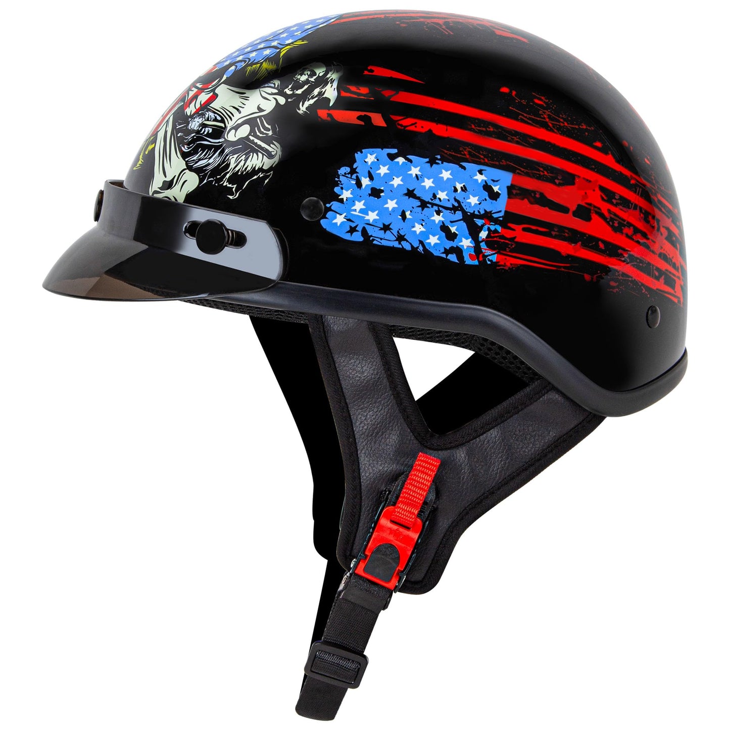 Cartman Cruiser Scooter Motorcycle Half Face Helmet, American Flag Skull USA Graphics, DOT Approved for Bike Scooter ATV UTV Chopper Large