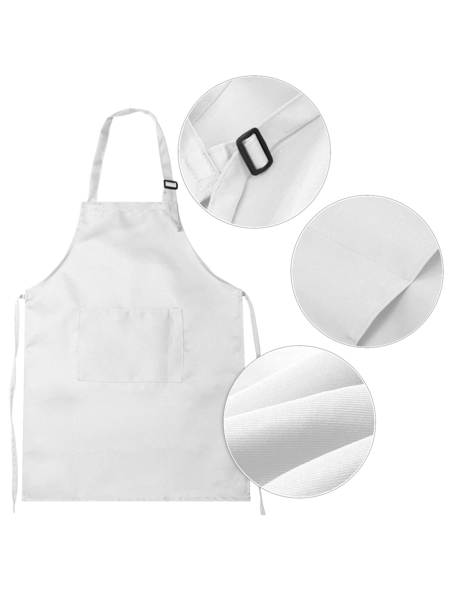 SATINIOR 8 Set Kids Apron and Chef Hat Set Kids Apron with 2 Pockets Adjustable for Boys Girl's Cooking Baking Painting
