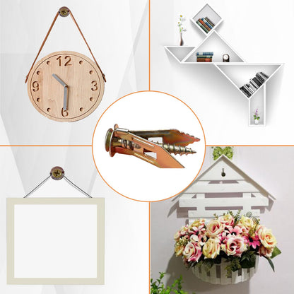 Sunxeke 200 Pcs Self Drilling Drywall Anchors with Screws,100 Sheetrock Anchors (0.47x1.18 Inch) & 100 Zinc Expansion Screws,2025 Upgraded Zinc Plated Steel,No Drill Needed,Perfect for Wall Hanging