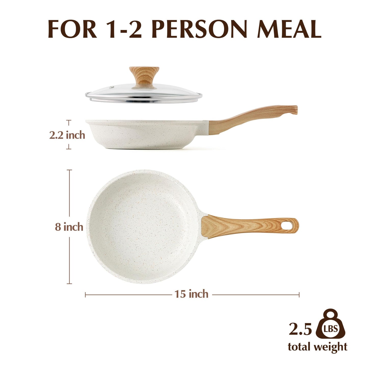 SENSARTE Nonstick Ceramic Frying Pan with Lid 8/9.5/10/11/12.5 Inch Omelet Pan Skillet, Free of Intentionally Added PFAS/PTFE Non-toxic Chef's Pan Induction Compatible Pan, Heat Resistant Handle