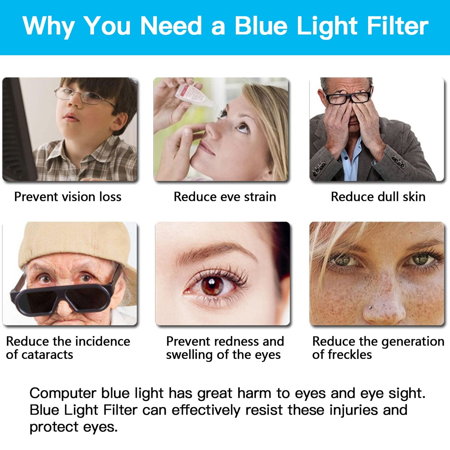 2 Pcs 14 Inch Laptop Anti Blue Light Screen Protector, Eye Protection Blue Light Blocking & Anti Glare Filter Film for 14" with 16:9 Aspect Ratio Laptop