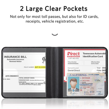 CoBak Car Registration and Insurance Holder - Men and Women Small Lightweight Vehicle Glove Box Car Organizer, Auto Truck Comparment Accessories Case for Essential Document, Driver License (Black)