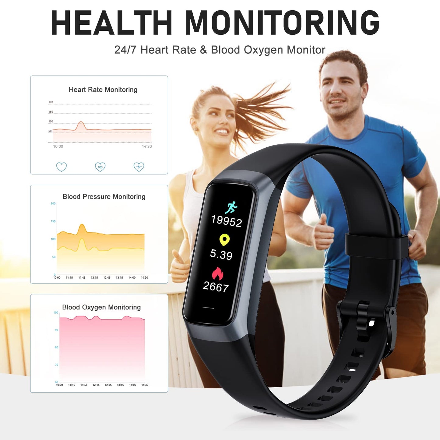 Bakoor Fitness Tracker, Blood Pressure Watch with 24/7 Heart Rate, 1.10" Step Counter Pedometer Calories Sleep Trackers, Activity Fitness Watch for Women Men