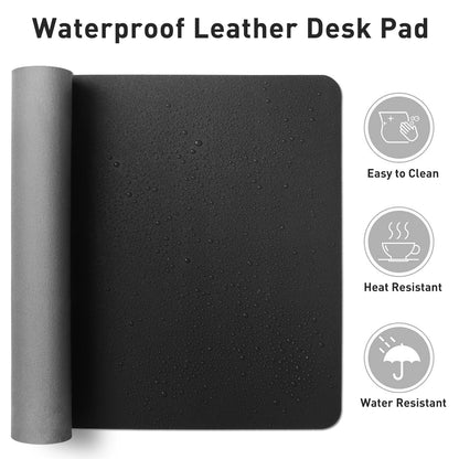 Aothia Leather Desk Pad Protector, Mouse Pad, Office Desk Mat, Non-Slip PU Leather Desk Blotter, Laptop Desk Pad, Waterproof Desk Writing Pad for Office and Home (Black,23.6" x 13.7")