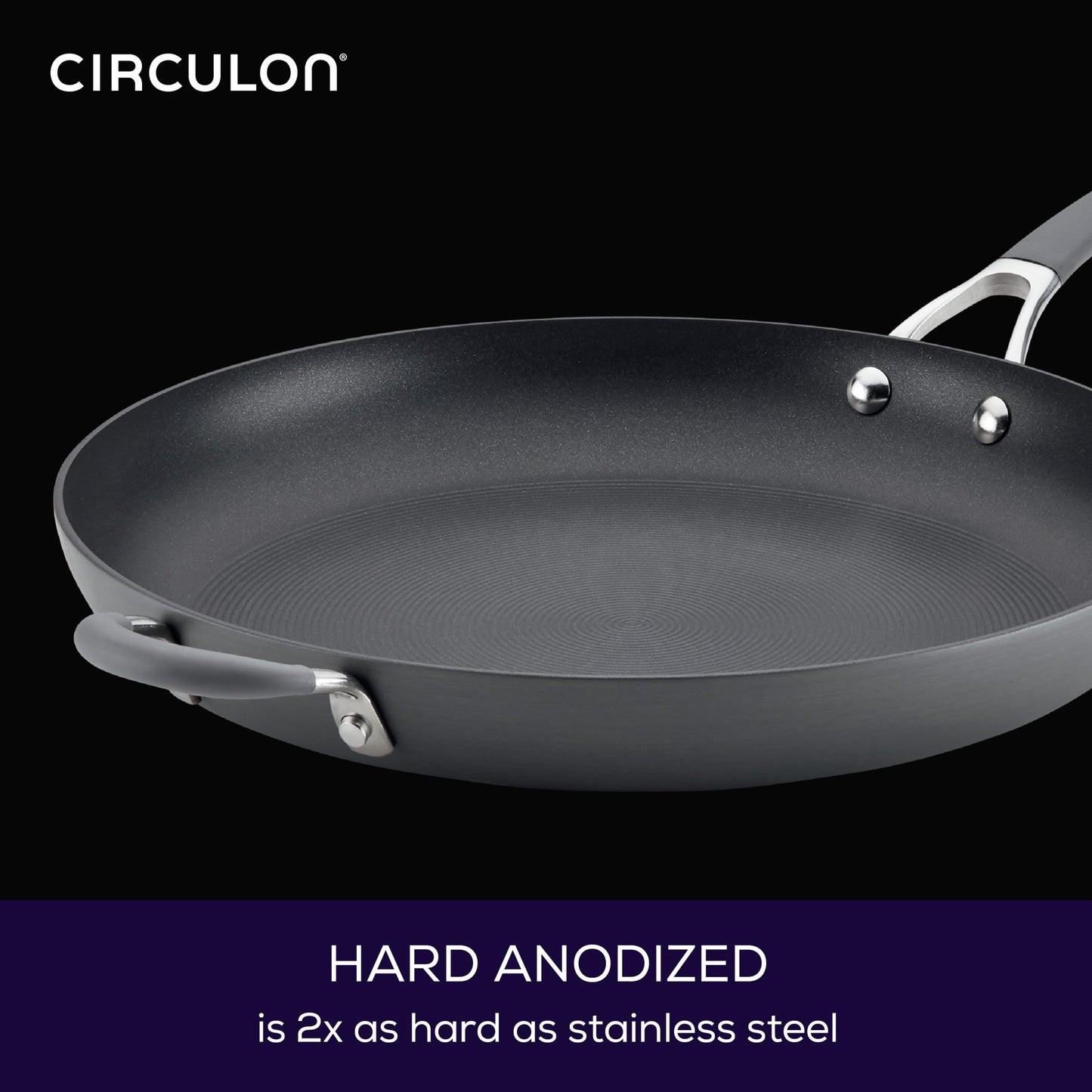 Circulon - 83906 Circulon Radiance Hard Anodized Nonstick Frying Pan / Fry Pan / Hard Anodized Skillet with Helper Handle - 14 Inch, Gray