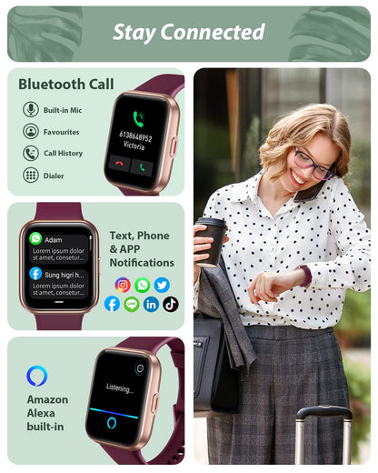 Smart Watch for Men Women(Call Receive/Dial), Alexa Built-in, 1.7" Touch Screen Fitness Tracker with Heart Rate Sleep Tracking, 60 Sports Modes, 5ATM Waterproof Smartwatch for Android iPhone