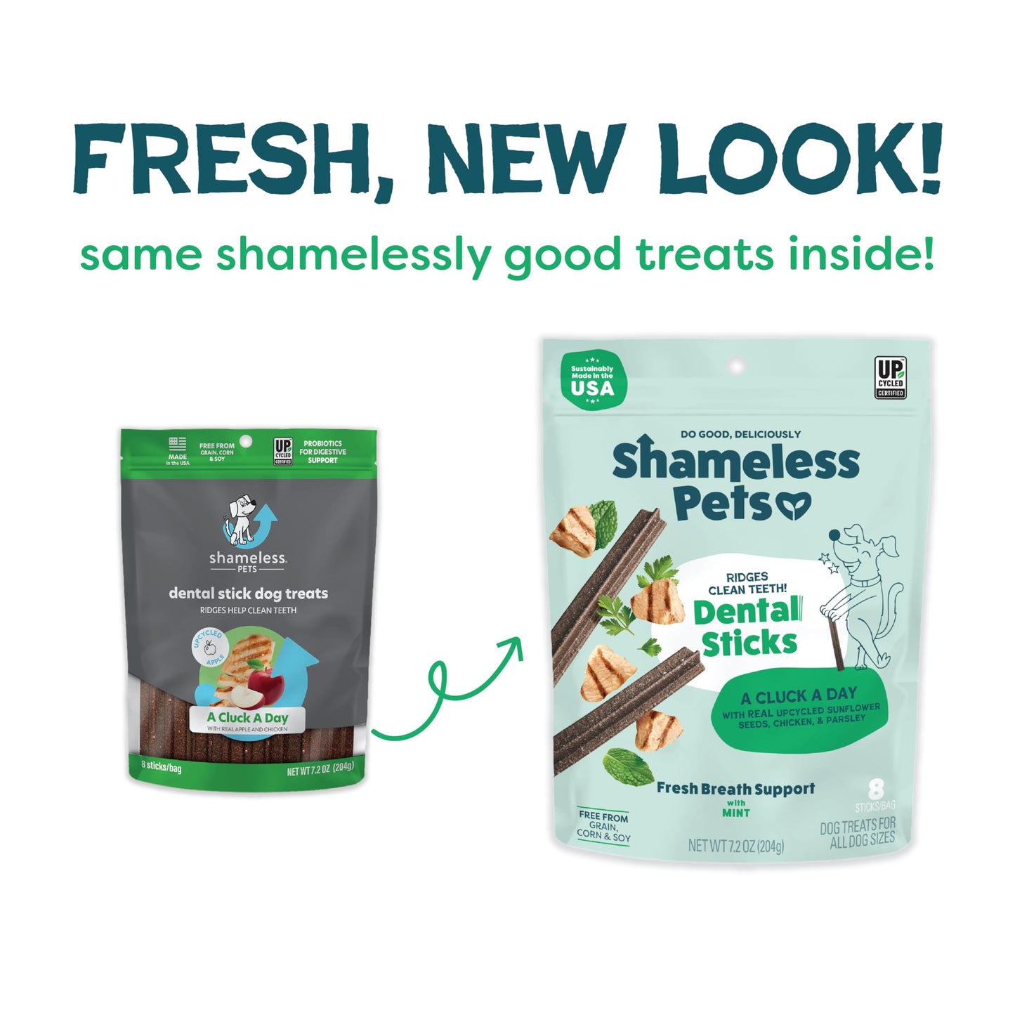 Shameless Pets Dental Treats for Dogs, A Cluck A Day - with Digestive Support for Teeth Cleaning & Fresh Breath - Dog Bones Dental Chews Free from Grain, Corn & Soy