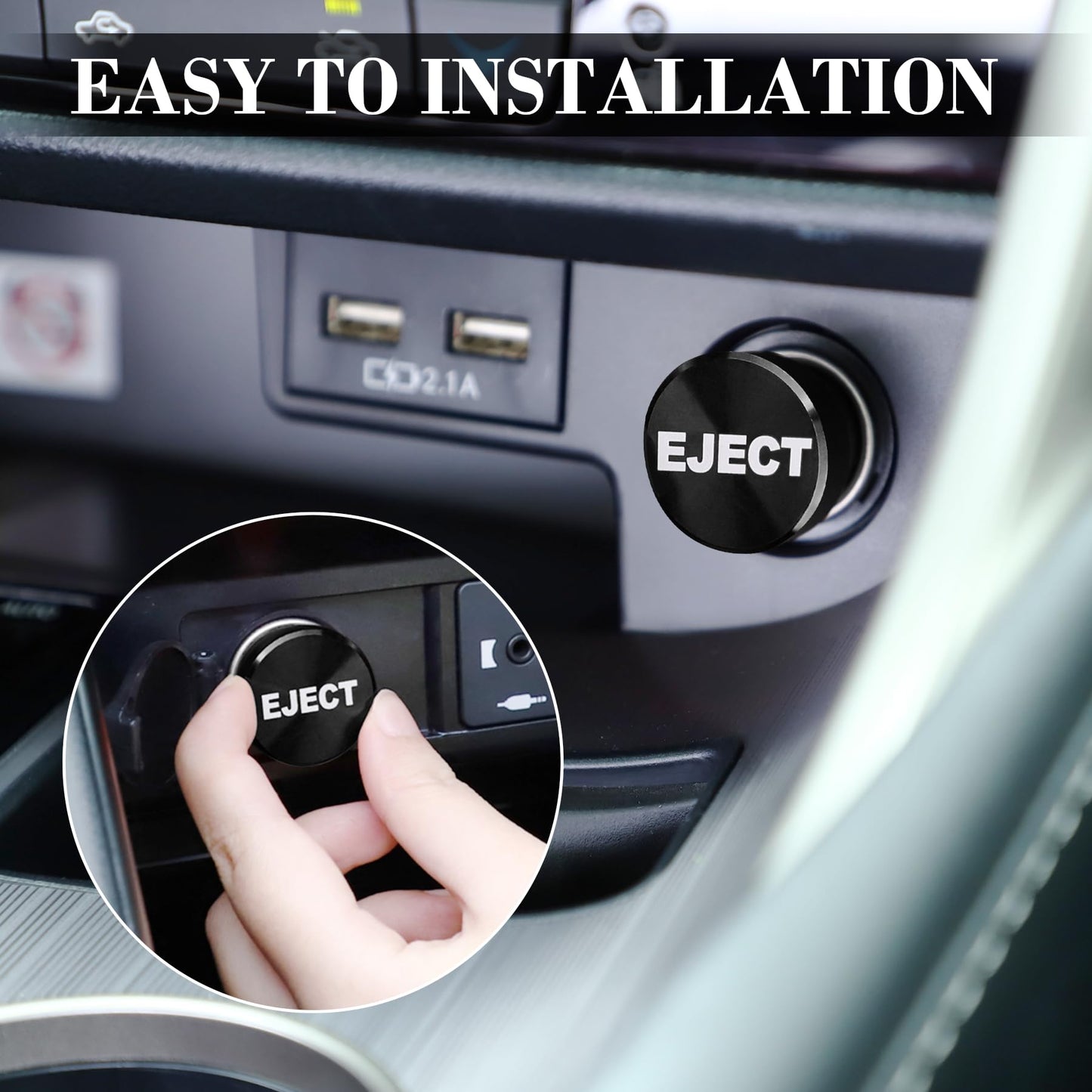 UYYE Cigarette Lighter Plug Billet Aluminum Dustproof Plug, American Flag Button, Car Interior Accessories Fits Most Vehicles and Boats with Standard 12 Volt Power Source, (E+F)-Black