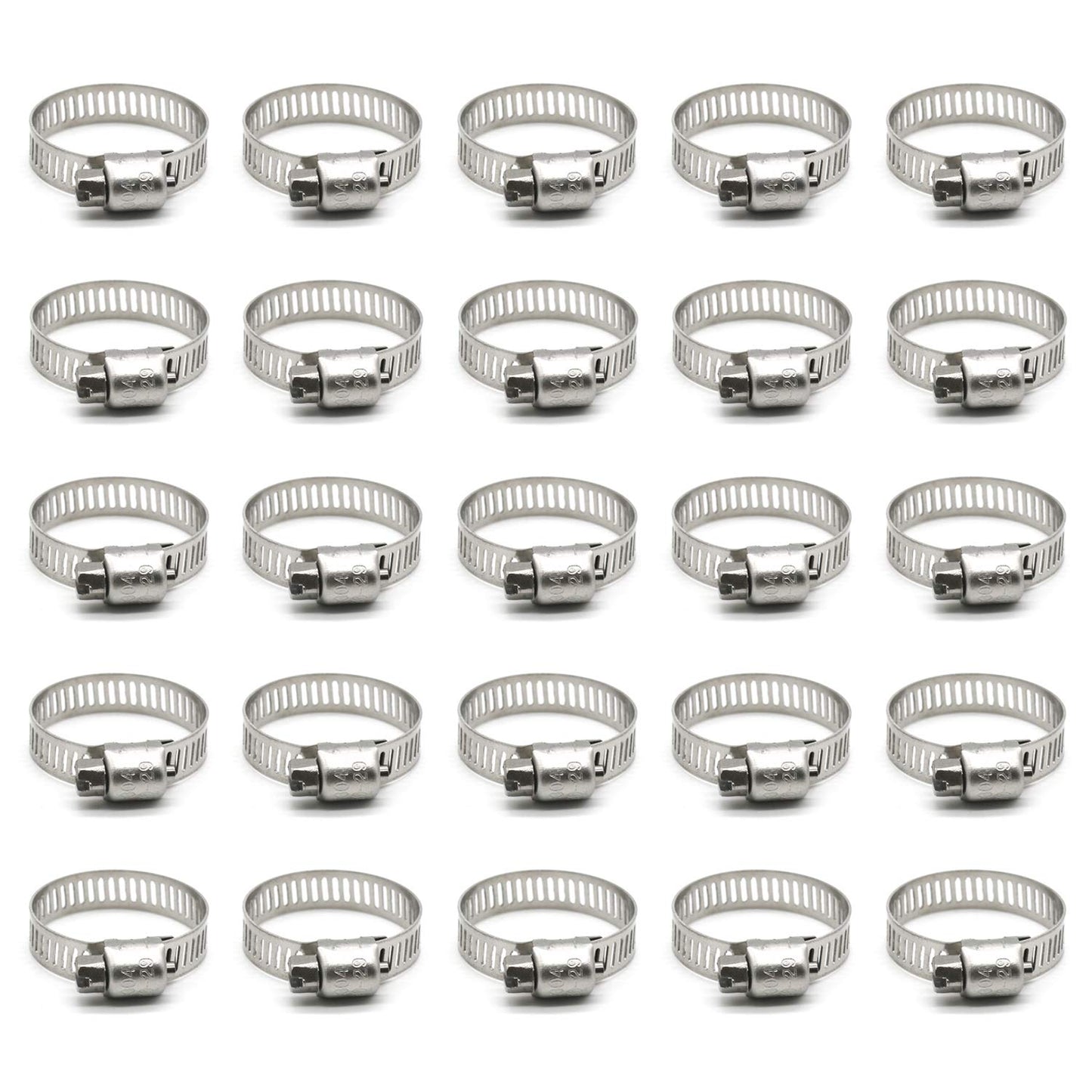 ZIPCCI Hose Clamp, 1 Inch Stainless Steel Worm Gear fuel line hose clamps, 19-29mm (25pack)