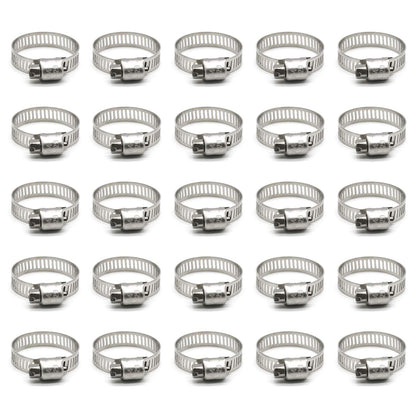 ZIPCCI Hose Clamp, 1 Inch Stainless Steel Worm Gear fuel line hose clamps, 19-29mm (25pack)