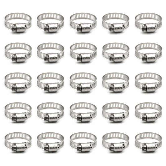 ZIPCCI Hose Clamp, 1 Inch Stainless Steel Worm Gear fuel line hose clamps, 19-29mm (25pack)