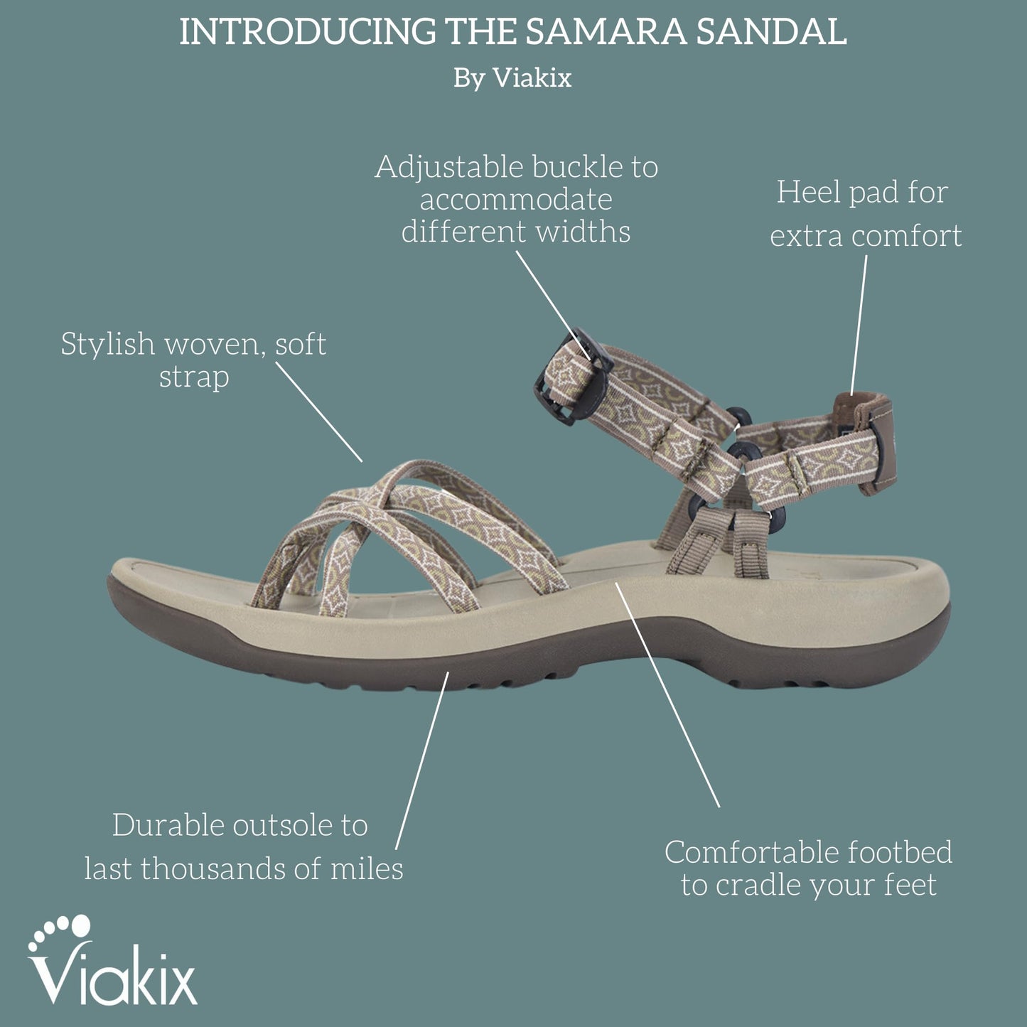 Viakix Women's Walking Sandals – Premium Comfortable Sport Sandals for Outdoors, Travel, Hiking, Beach & Everyday Wear