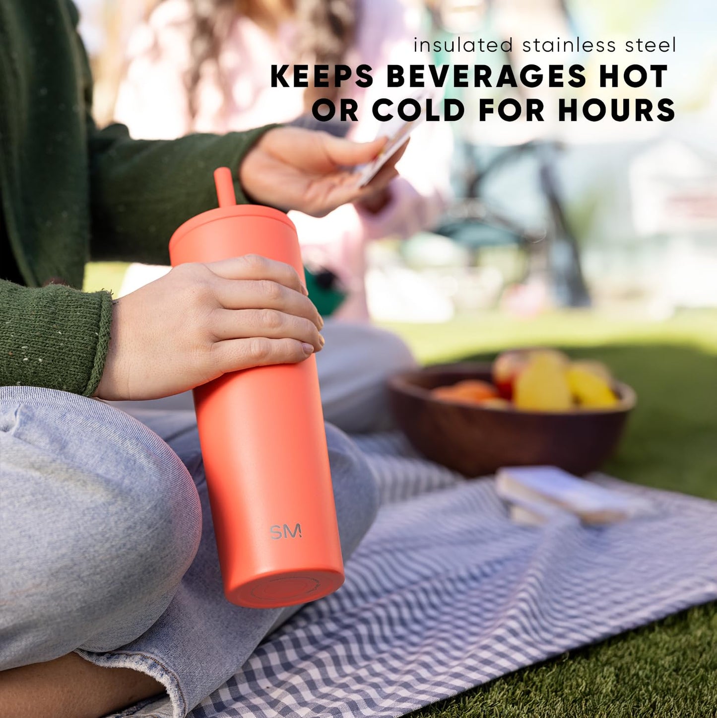 Simple Modern Insulated Tumbler with Lid and Straw | Iced Coffee Cup Reusable Stainless Steel Water Bottle Travel Mug | Gifts for Women Men Her Him | Classic Collection | 24oz | Midnight Black