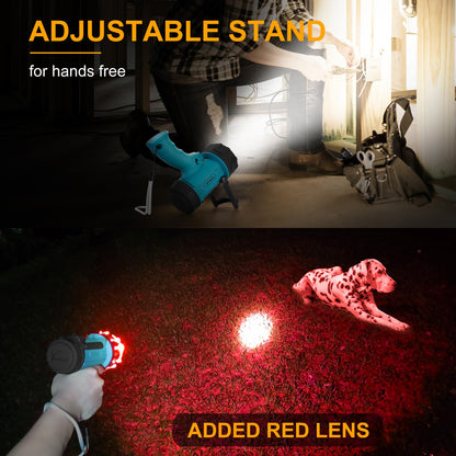 YIERBLUE Rechargeable Spotlight Flashlight IP67 Waterproof with 90,000 Lumen LED, 12 Hours Long Running Spot Light, Impact Resistant Handheld Spotlight with Foldable Stand Red Lens