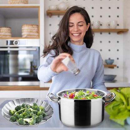 Steamer Basket Stainless Steel Instant Pot Accessories for Food and Vegetable, Zocy Premium Expandable Steam Basket to Fit Various Size Pots Medium (6.1" to 10.2"))