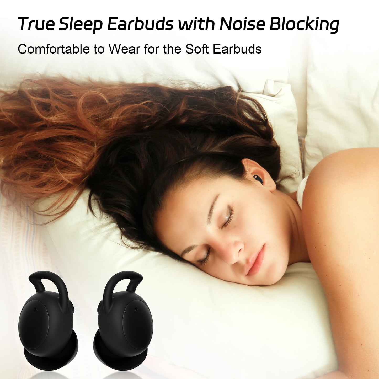 esonstyle Invisible Sleep Headphones, Sleep Earbuds for Side Sleepers, Mini Bluetooth Sleep Headphone Comfortable Noise Blocking, IPX6 Waterproof Bluetooth 5.4 Earbuds for Sleeping, Workout