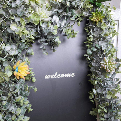 Winlyn 5.9' Long Faux Silver Dollar Eucalyptus Leaves Greenery Artificial Garland in Grey Green for Wedding Arch Swag Backdrop Doorways Table Runner Indoor Outdoor