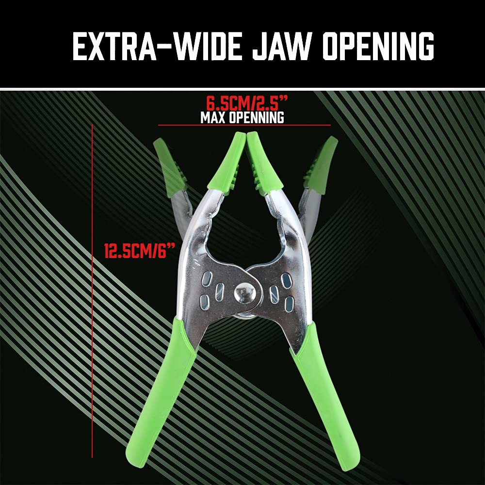 SWANLAKE 16PCS 6" inch Spring Clamp, Heavy Duty Spring Metal Spring Clamps, 2.5"-inch Jaw opening (6inch 16-Piece)