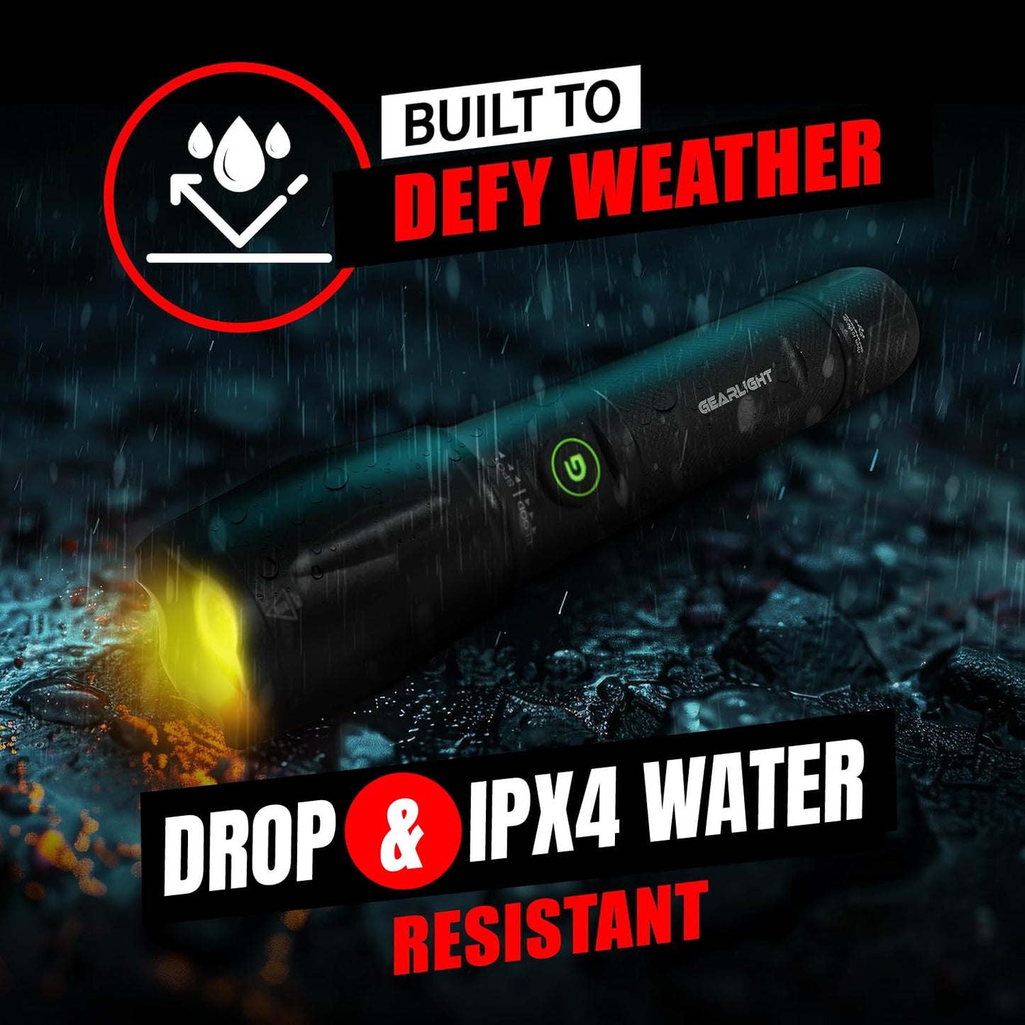 GearLight S1000 LED Tactical Flashlight - High Lumens, USB-C Fast Charging, Dual-Button, IPX4 Water-Resistant, Pocket-Sized for Camping & Emergencies with Batteries - 2 Pack, (Rechargeable)