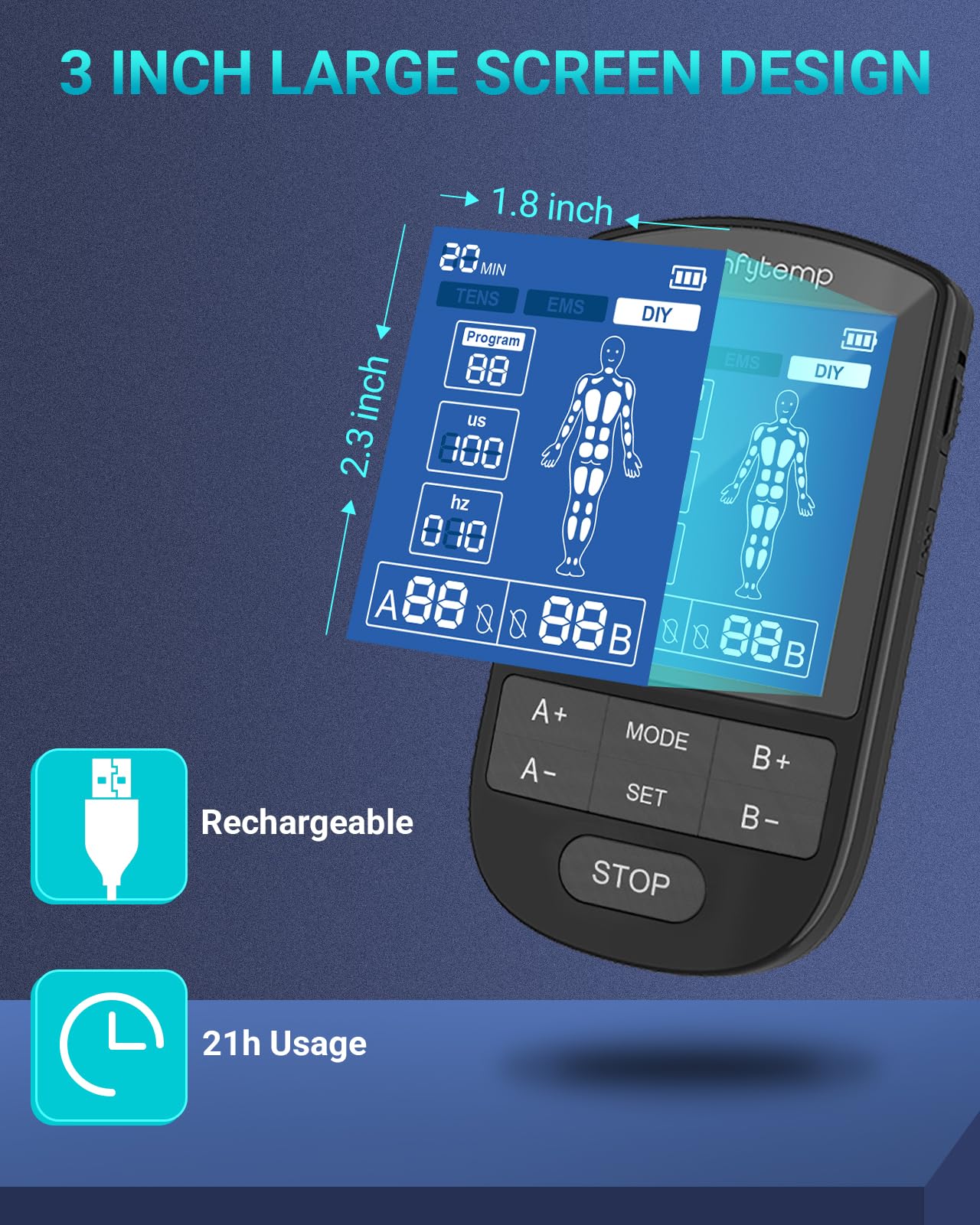 Comfytemp TENS Unit Muscle Stimulator for Pain Relief Therapy, FSA HSA Eligible TENS Machine with 24 Modes and DIY, Dual Channel EMS Unit, Pulse Muscle Massager for Back, Shoulder, Sciatica, Knee