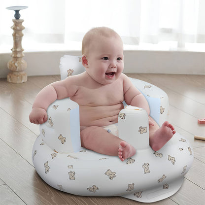 EKEPE Inflatable Baby Seat for Babies 3 Months & Up, Baby Floor Seats for Sitting Up, Baby Seats for Infants, Blow Up Baby Chair with Built in Air Pump - Bear