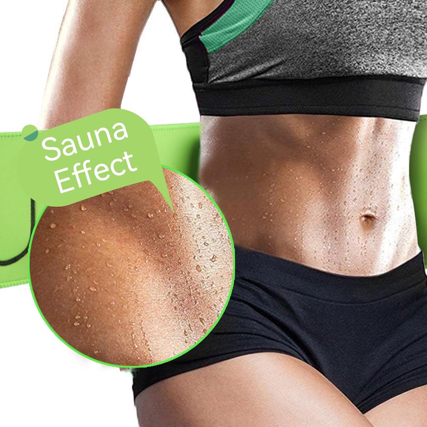 SZCLIMAX Waist Trimmers for Women and Men, Waist Trainer Belt, Sweat Band Waist Trainer for High-Intensity Training Green