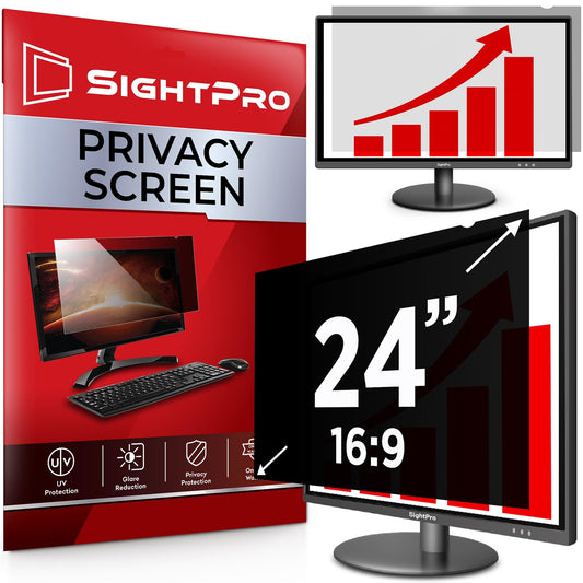 SightPro 24 Inch 16:9 Computer Privacy Screen Filter for Monitor - Privacy Shield and Anti-Glare Protector