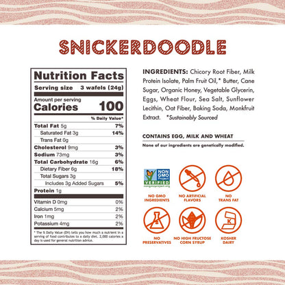 Rip Van Wafels Snickerdoodle Mini Stroopwafels - Low Carb Snacks (3g Net Carbs) - Non GMO Snack - Keto Friendly - Office Snacks - Low Calorie Snack (37 Calories) - Low Sugar (1g) - 32 Pack