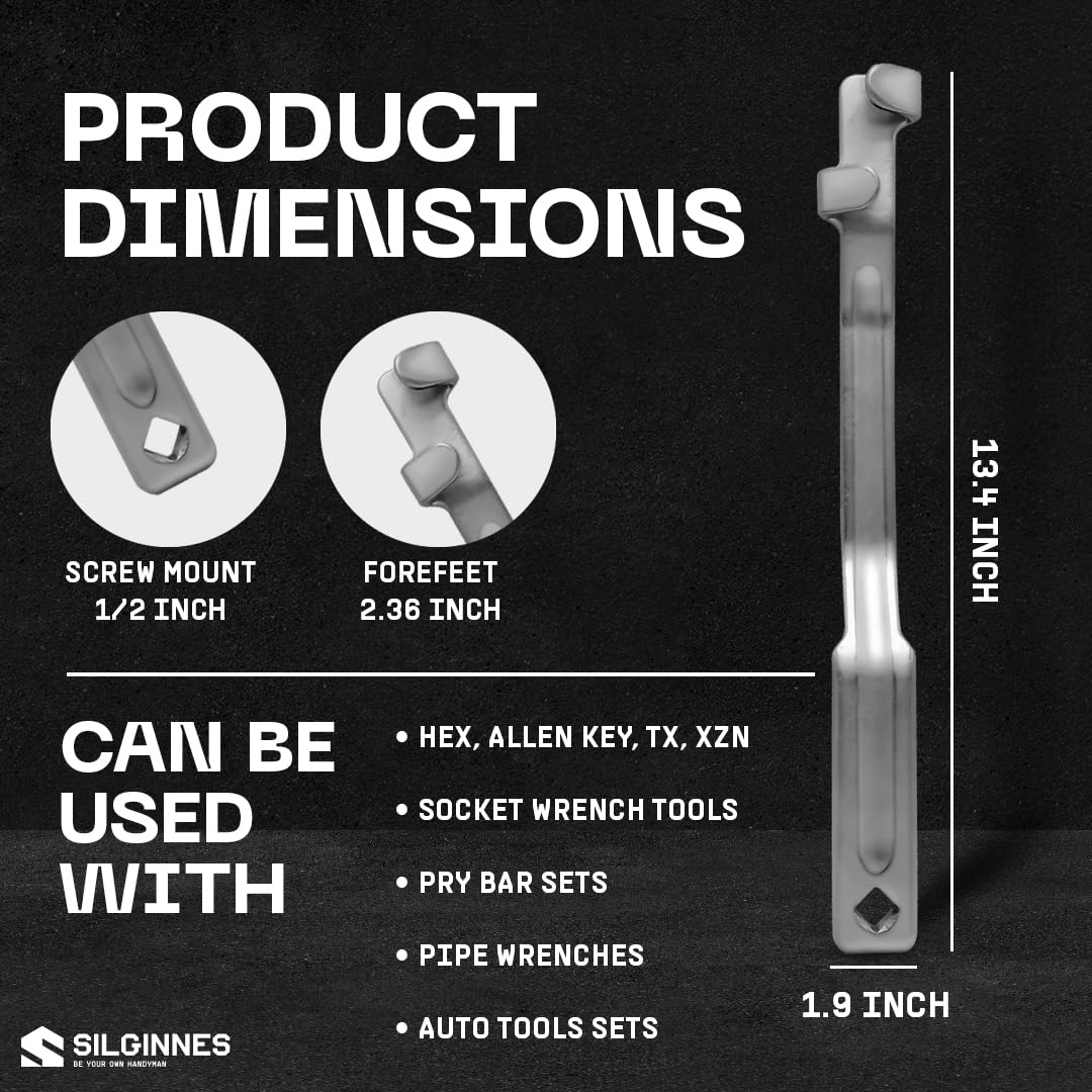 Silginnes Wrench Extender Tool Bar - Heavy Duty Wrench Leverage Tool for Hard-to-Reach Fasteners - Universal Cheater Bar - Increases Torque for Stubborn Bolts - Durable Alloy Steel Construction