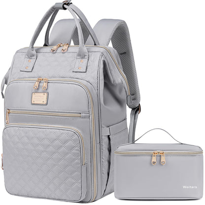 Weitars Lunch Backpack For Women,15.6 Inch Laptop Backpacks For Womens Back pack, Travel Backpacks,Work Backpack For Women (Gray)