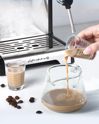 SAIAOKJ Shot Glasses Measuring Cup Set 2PACK Espresso Shot Glasses Liquid Heavy Glass 26-Incremental Measurement 1 OZ, 2 TBS, 6 TSP, 30 ML Kitchen Tools (Red)