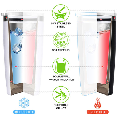 Wedding Anniversary for Couple Friend Lovers Cups Stainless Steel Wine Tumbler Travel Mug with Straw and Lid,2 Pack (4.blackwhite)