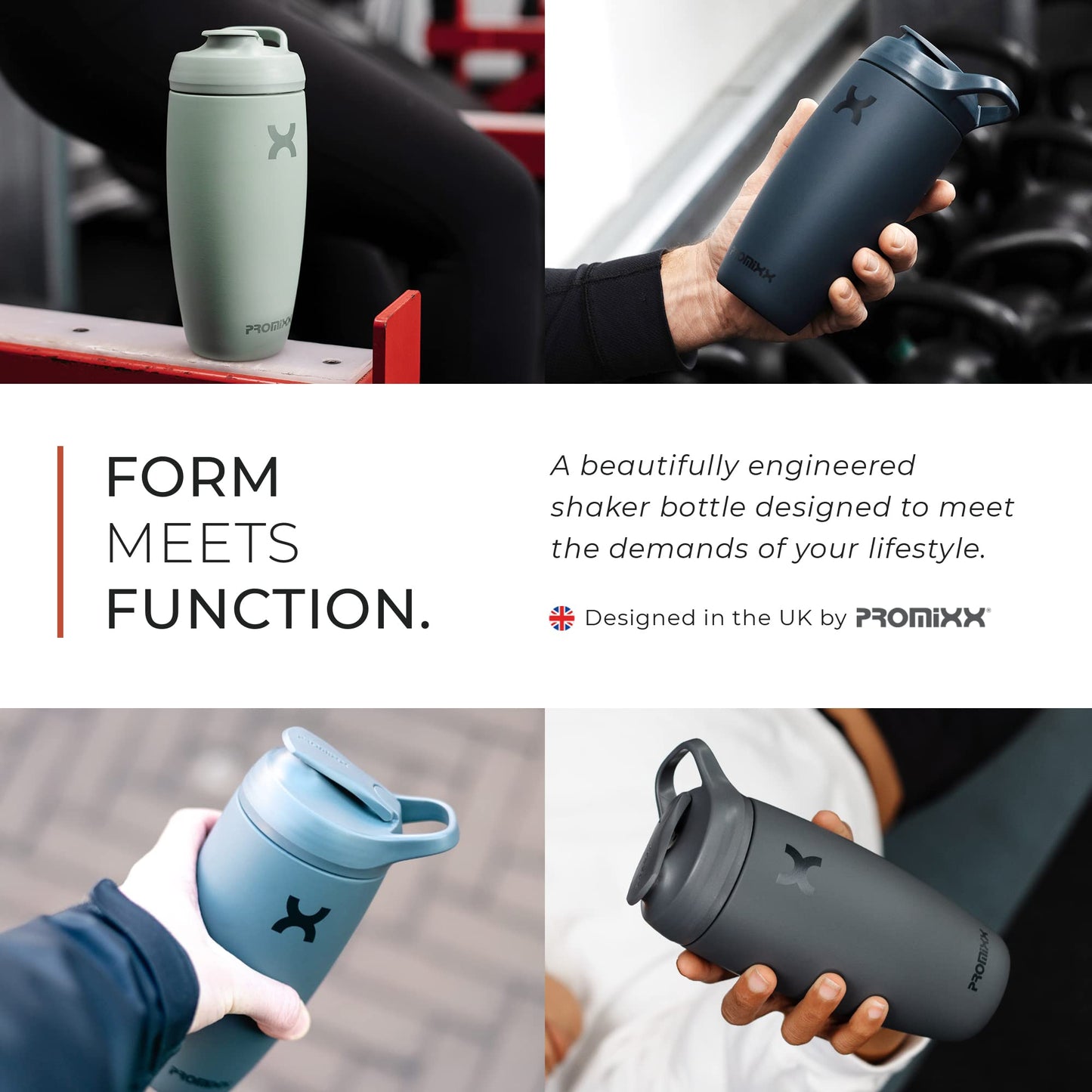 Promixx Pursuit Shaker Bottle Insulated Stainless Steel Water Bottle and shaker Cup, 18oz, Coral