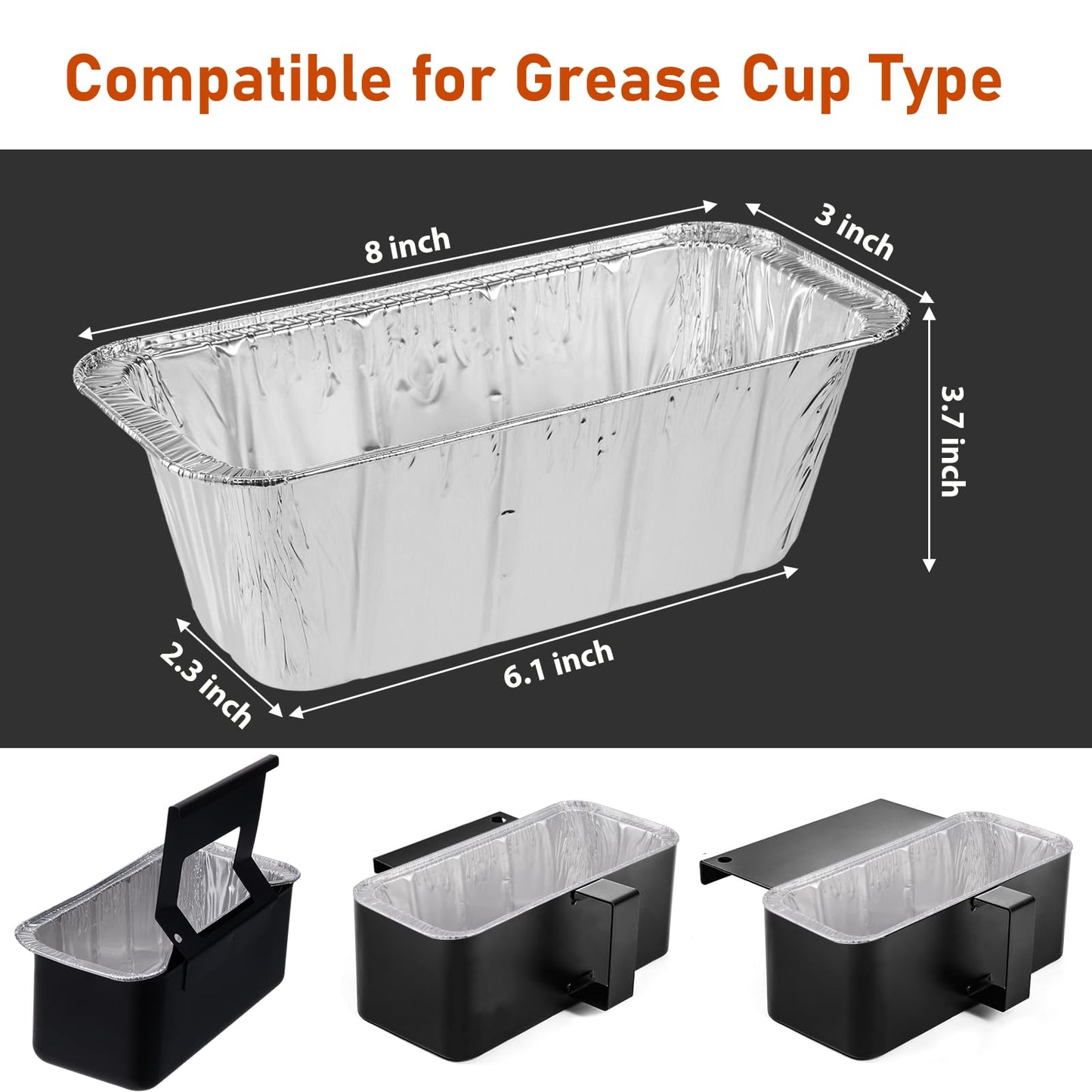Whaleme Grease Cup Liners for Blackstone Griddle 5017 - Blackstone Griddle Accessories， Disposable Grill Grease Tray, Aluminum Foil Drip Pan Grease Catcher Cup Liner for 17, 22, 28, 36 Inch (30 Pack)