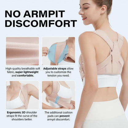 SHAPERKY Posture Corrector for Women and Men: Adjustable & Breathable Upper Back Brace - Posture Support for Sitting Work & Daily Use (Small/Medium)