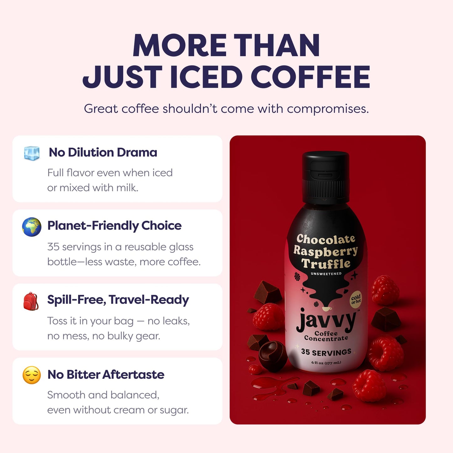 Coffee Concentrate - Limited Release Flavors - Cold Brew Coffee, Perfect for Hot or Iced Instant Coffees, Hot Drinks, Cold Brew Concentrate, 35 Servings - Chocolate Raspberry Truffle