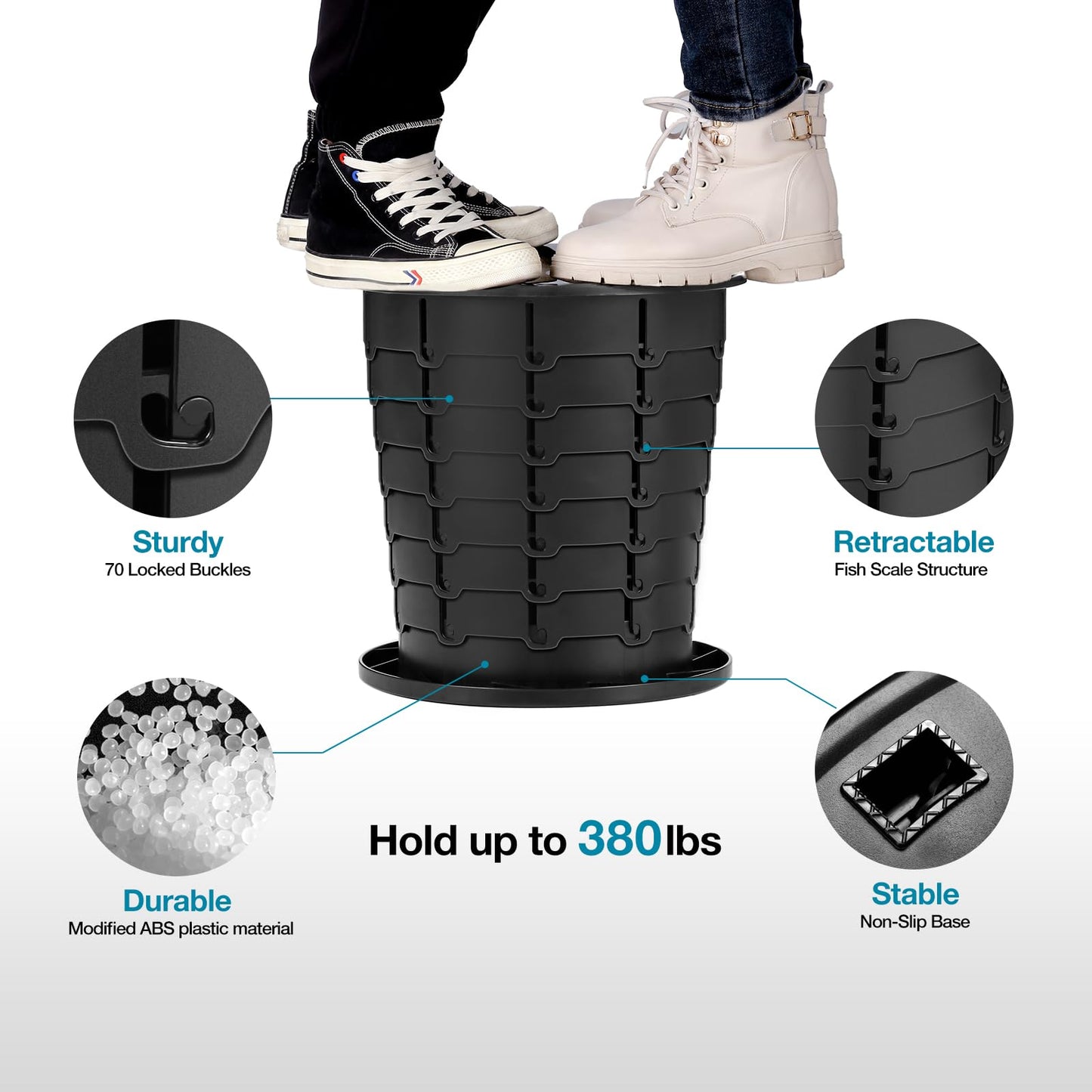 TRIPTIPS Upgrade Retractable Portable Toilet Travel Toilet Adjustable Height Camping Toilet Portable Potty for Adults Kids, Foldable Portable Toilet for Camping/Car