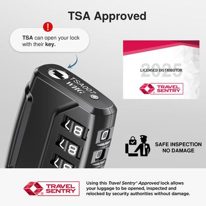 Puroma 2 Pack TSA Approved Luggage Locks, 4 Digit Combination Travel Locks Resettable Code Lock with Zinc Alloy Body for Suitcase, Toolbox, Backpack, Bag, Gym Locker (Black)