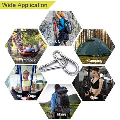 CAIDMOS 5PCS 3.15in Large Carabiner Clip, Stainless Steel Carabiner Heavy Duty, Spring Snap Hook, Locking Climbing Caribiners Clips for Gym, Plant Hanging, Outdoor Camping, Hiking. 600 lbs