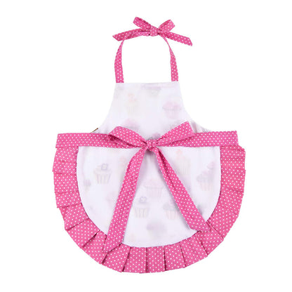 Cupcake Kids Apron, Pink Baking Bib Apron for 2-6 Years Child, Adjustable Kitchen Apron for Little Girls, Cooking, Daughters, Gardening, Toddler Gift