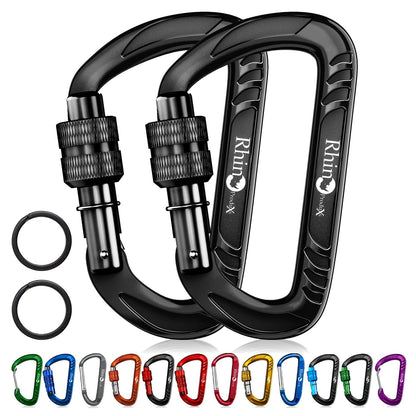 RHINO Produxs 12kN (2697 lbs) Heavy Duty, Locking, Auto Locking, Wiregate Carabiner Clips, for Securing Pets, Outdoor, Camping, Hiking, Hammock, Dog Leash Harness, Keychains