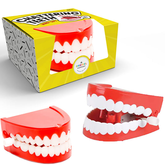 The Dreidel Company Wind Up Teeth Chomping & Chattering Teeth Toys for Kids Birthday Party Favors, Novelty and Gag Gifts, 2.5" Inches (Single)