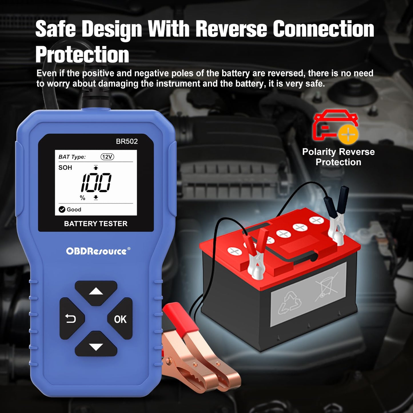 Car Battery Tester 6V 12V 24V Battery Voltage Tester, BR502 100-2000 CCA 2Ah-220Ah Internal Resistance Tester Automotive Accurate Digital Auto Battery Analyzer for Car Truck Marine Motorcycle SUV Boat