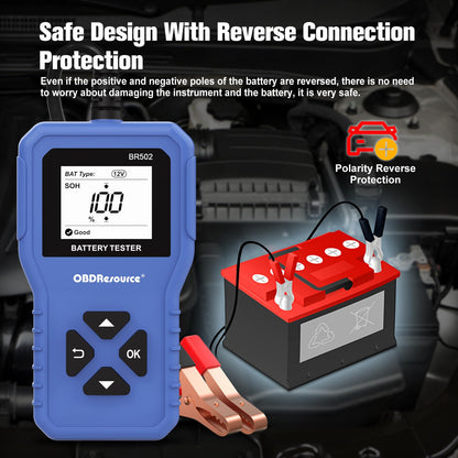 Car Battery Tester 6V 12V 24V Battery Voltage Tester, BR502 100-2000 CCA 2Ah-220Ah Internal Resistance Tester Automotive Accurate Digital Auto Battery Analyzer for Car Truck Marine Motorcycle SUV Boat