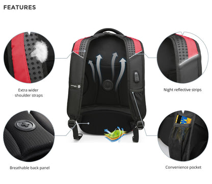 Swissdigital Design Men's Laptop Backpack for College and Business Travel with Integrated USB Charging Port and RFID Protection Fits 15.6" Laptops | J14-41