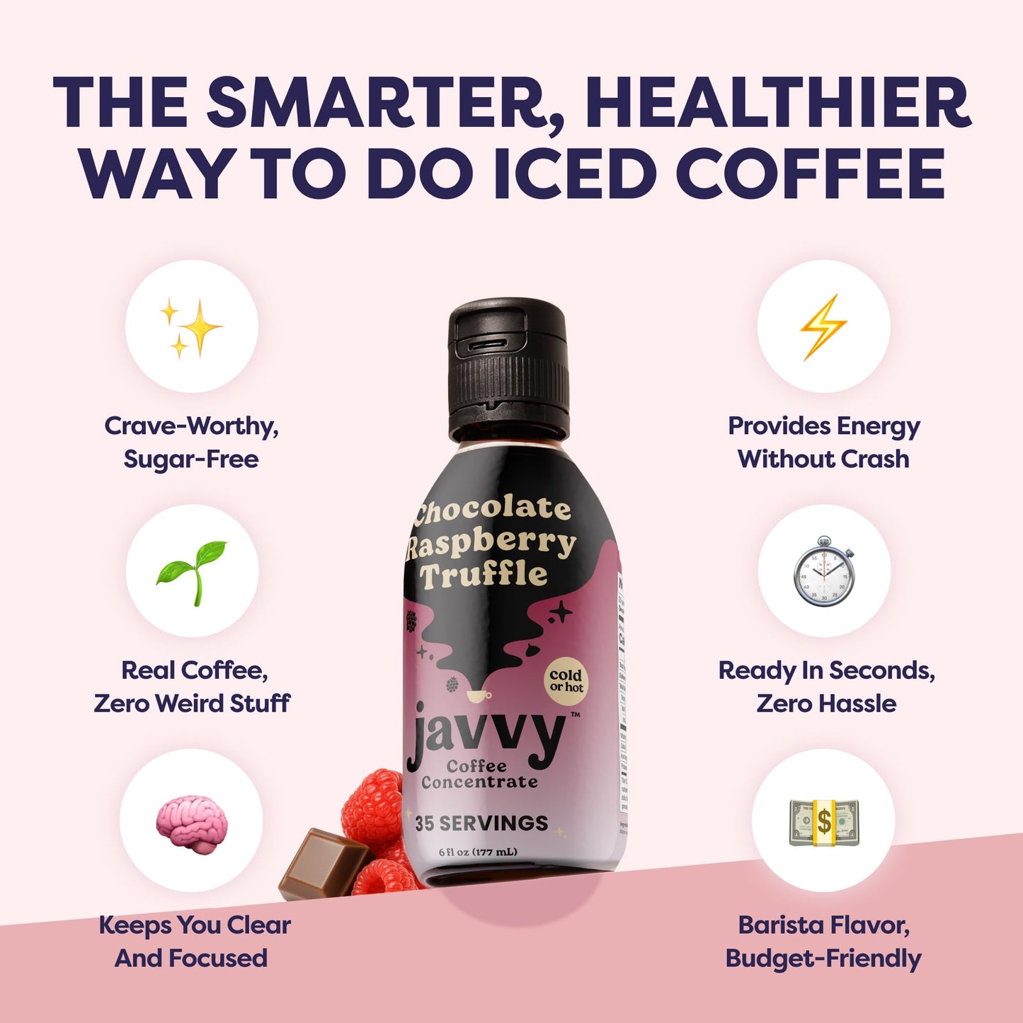 Coffee Concentrate - Limited Release Flavors - Cold Brew Coffee, Perfect for Hot or Iced Instant Coffees, Hot Drinks, Cold Brew Concentrate, 35 Servings - Chocolate Raspberry Truffle