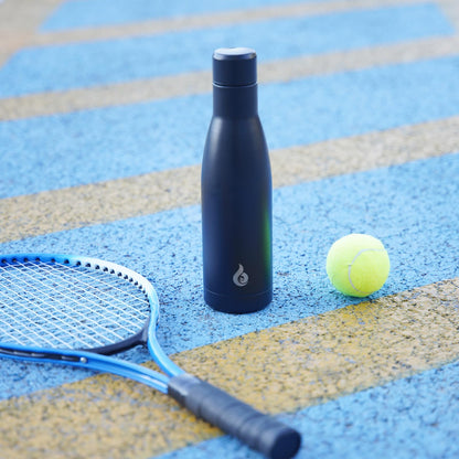 BJPKPK Insulated Water Bottle 12oz Small Stainless Steel Water Bottles Reusable Metal Thermal Keep Cold and Hot,Midnight Black