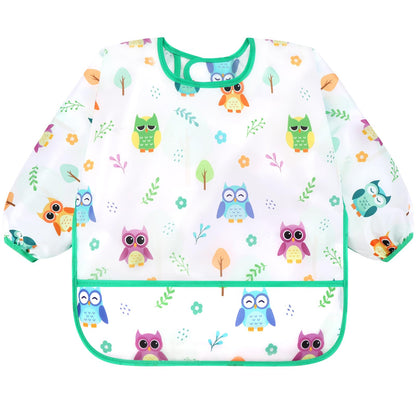 Accmor 4 Pack Long Sleeve Bibs, Baby Smock Waterproof Sleeved Bib Smock for Baby Toddler 6-24 Months