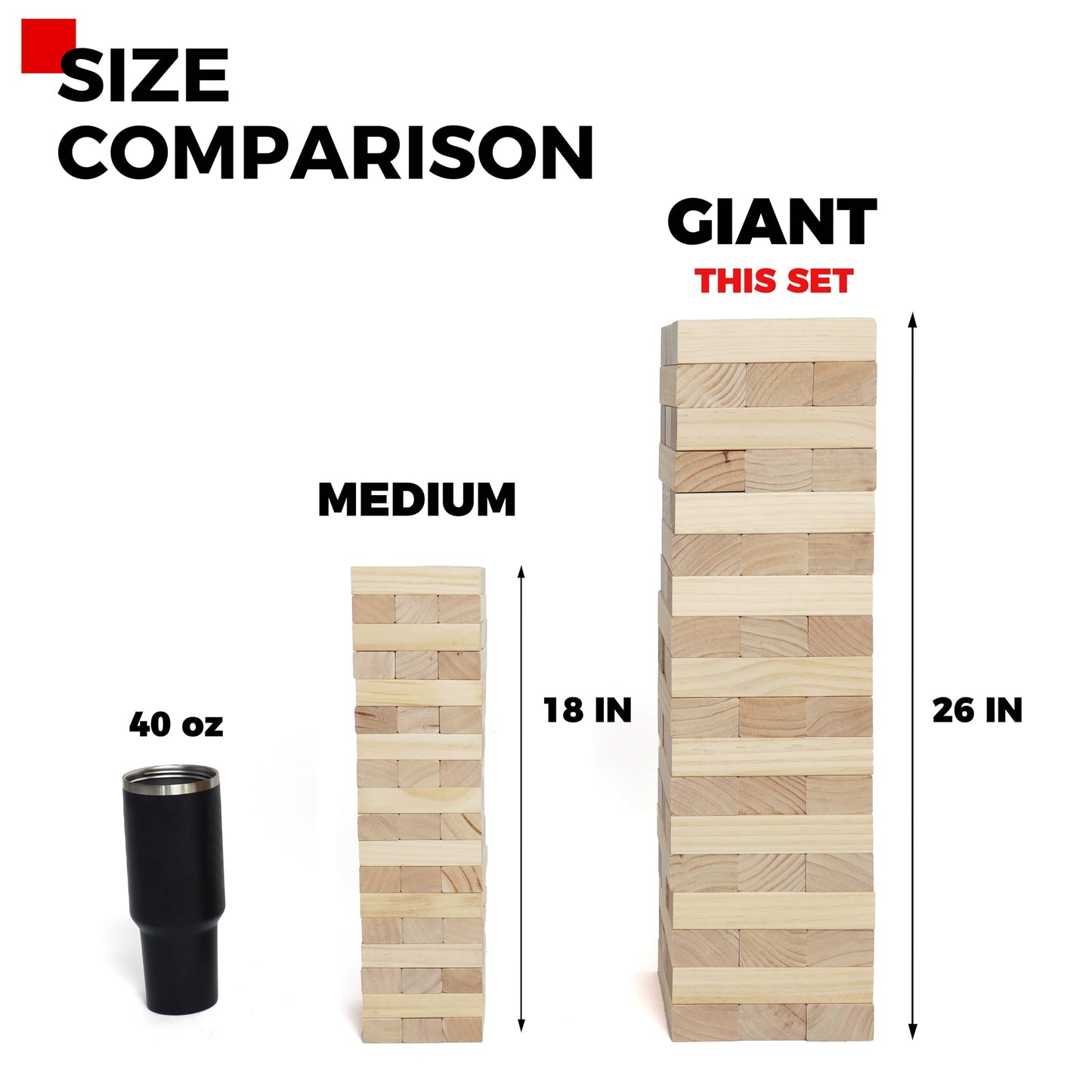 Giant Tower Game Outdoor Games 54 Blocks Stacking Game Includes Carry Bag and Scoreboard